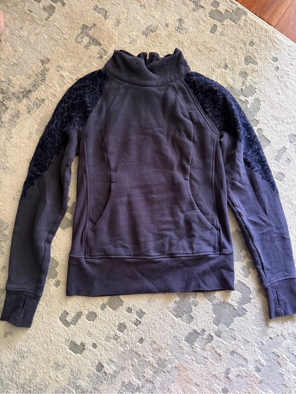 Lululemon Velvet Floral Funnel Neck Sweater